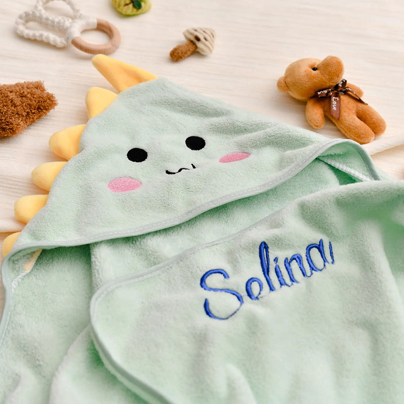 Personalized Name Hooded Bath Towel Cute Gift for Baby