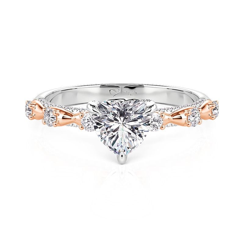Jeulia Two Tone Bow Heart Shaped Engagement Ring