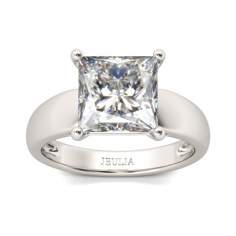 Jeulia Solitaire Princess Cut Sterling Silver Ring