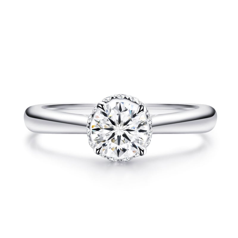 Classic Solitaire Round Cut Engagement Rings in Sterling Silver