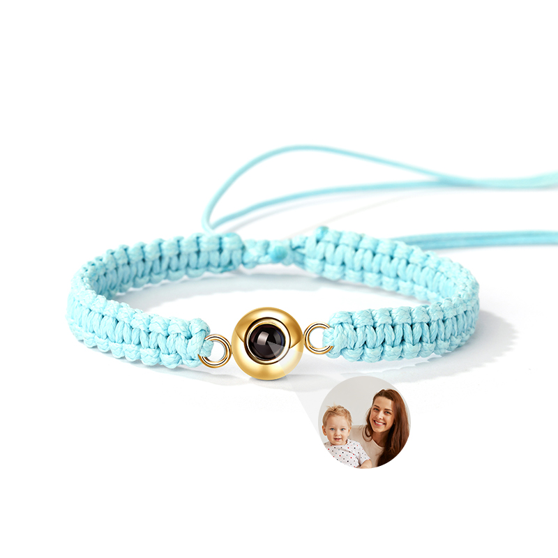 プロジェクション ペット 犬 猫 写真 写真入れ 組紐 ブレスレット チタンスチール