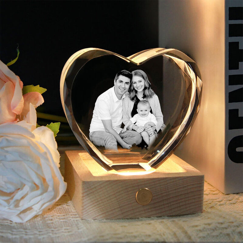 Personalisierte Kristall-Fotorahmen mit Licht Basis Individuelle Fotos für Multi-Anlass Geschenk