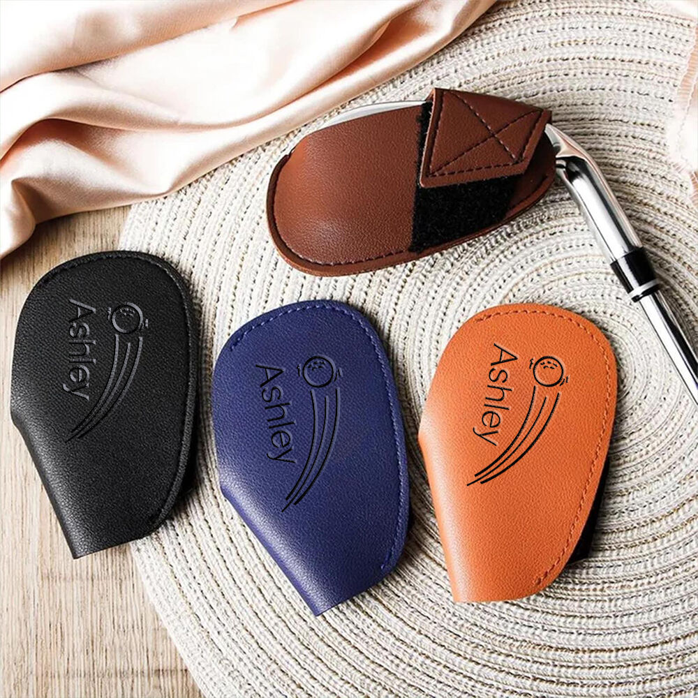 Custom Engraved Golf Iron Head Covers Waterproof PU Leather Protectors for Golfer