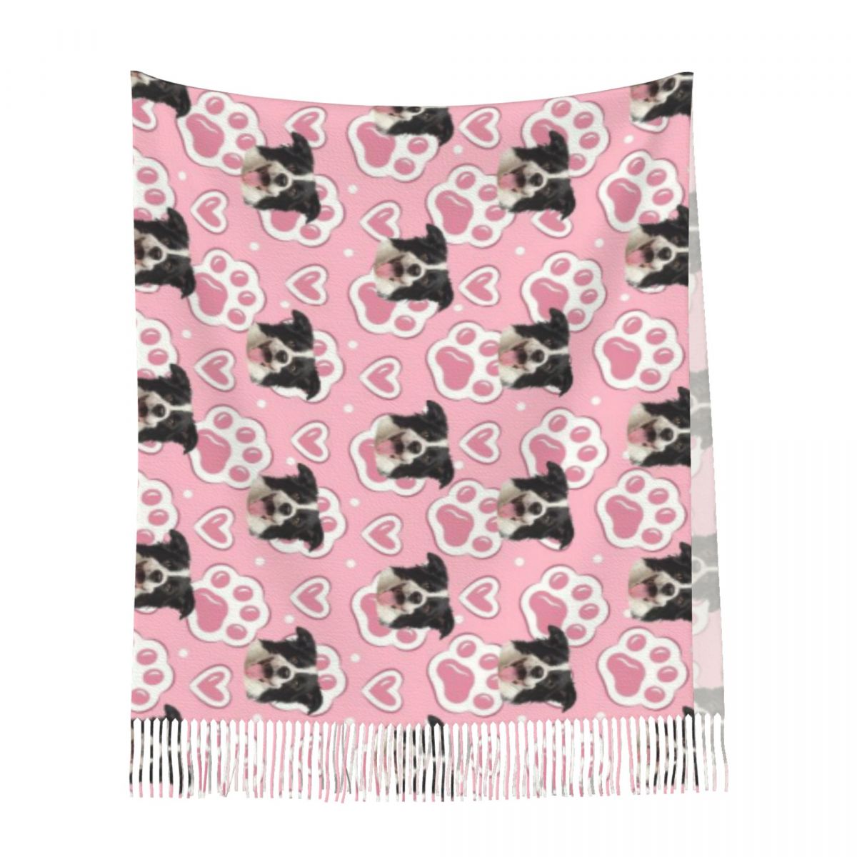 Écharpe personnalisée avec motif d'empreintes de pattes Ajoutez une photo de votre animal Écharpe rose pour femmes pour les amoureux des animaux