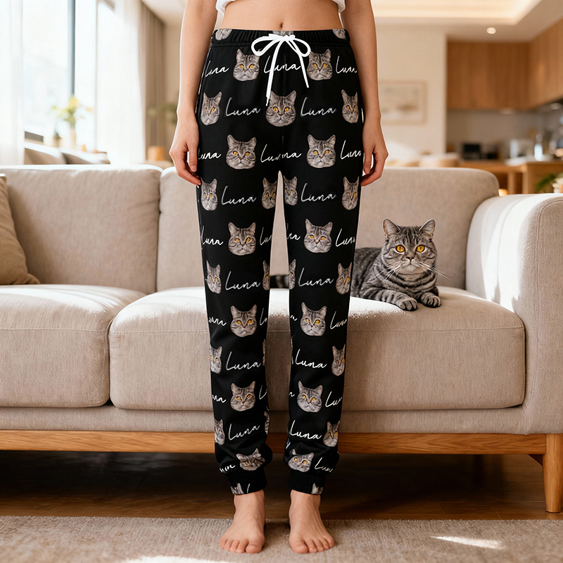 Pantalón deportivo unisex personalizado con foto y nombre de tu mascota. El regalo perfecto para los amantes de las mascotas.
