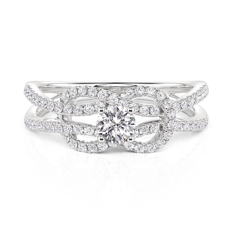 Jeulia Classic Knot Round Cut Promise Ring Sterling Silver