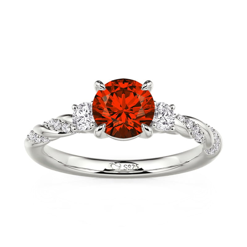 Jeulia Custom Three Stone Twisted Birthstone Engagement Ring