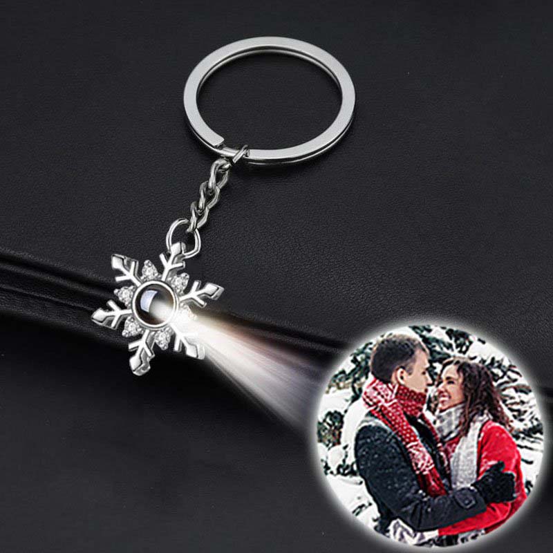 Personalisierte Foto Projektion Schlüsselanhänger-Weihnachten Schneeflocken