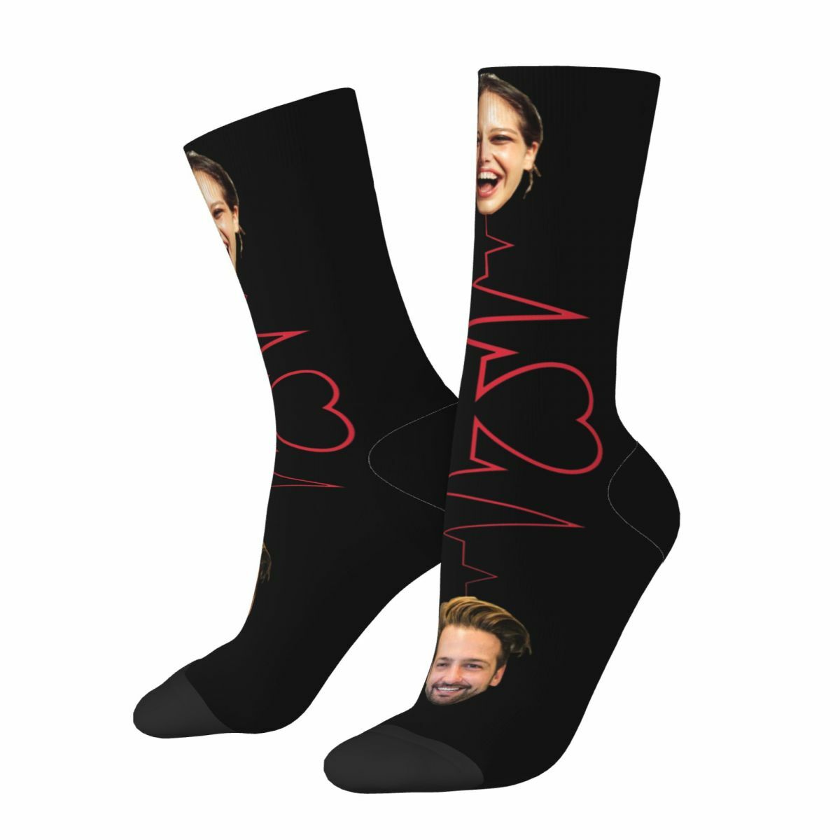Personalized Face Socks "Heart Signal" Couple Mid-calf Socks for Valentine's Day