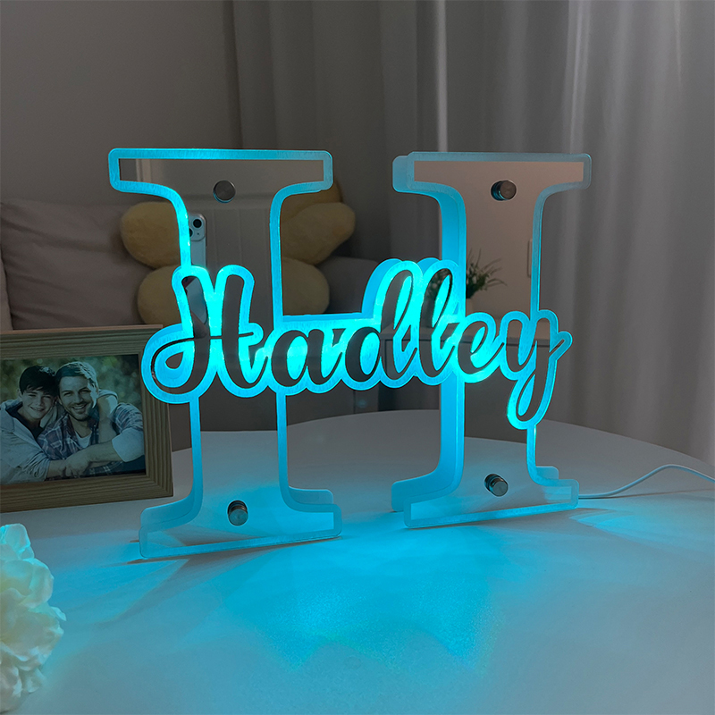 Personalized Mirror Lamp Customized Name And Initials Cool Christmas Gift