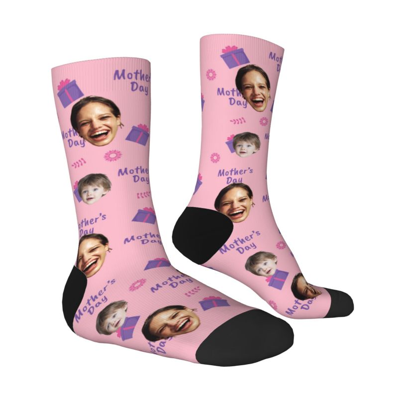 Calcetines faciales personalizados con foto de cajas para madre
