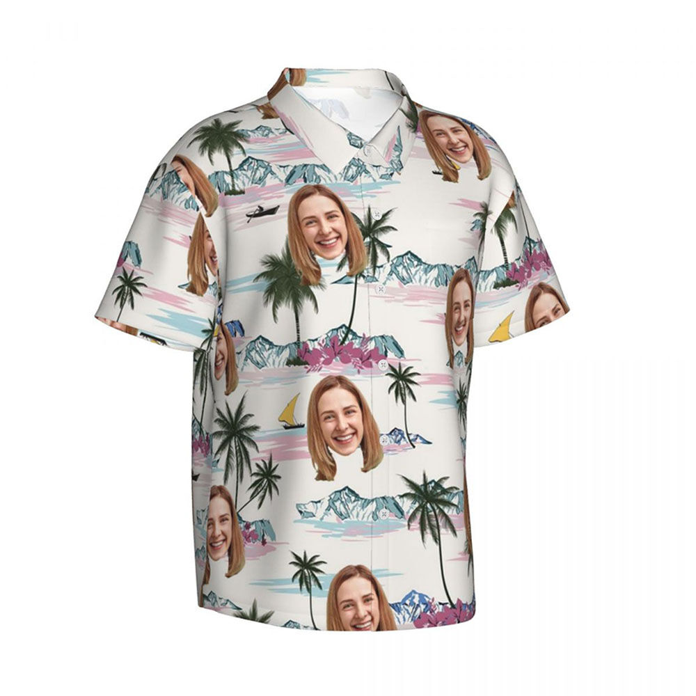 Personalized Hawaiian Shirts with Custom Photos for Couples Beach Vacation Gifts