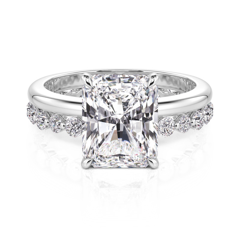 Jeulia Hidden Halo Princess Cut Engagement Ring Set