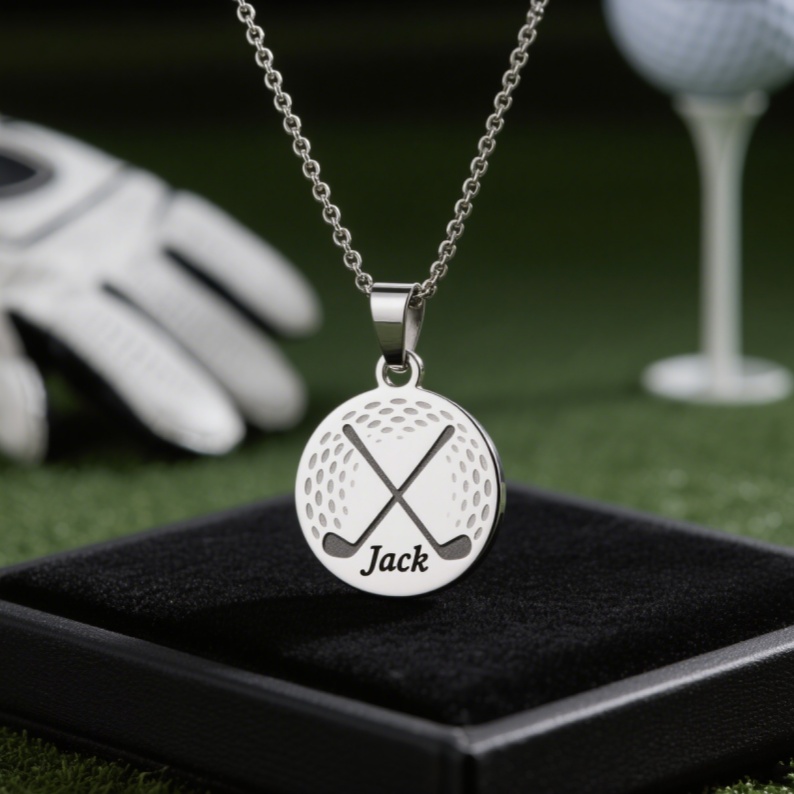 Personalized Golf Medal Necklace with Custom Name Gift for Sports Enthusiasts