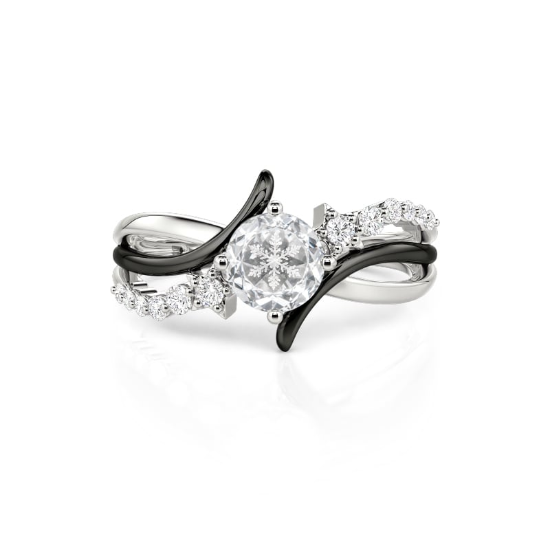 Jeulia Parallel Meet Two-Tone Bypass Star Snowflake Clear Quartz Ring