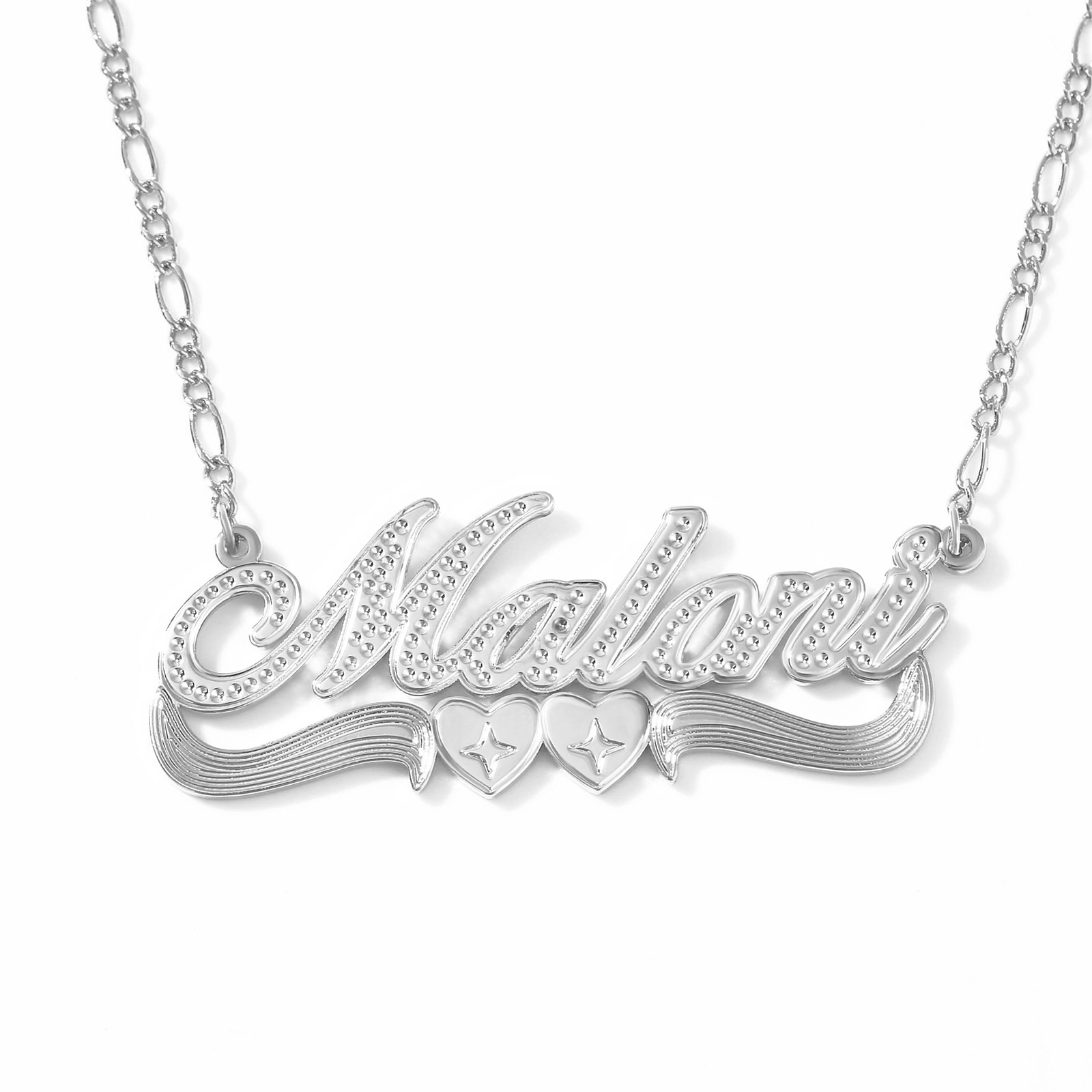 Two-Tone Heart Custom Name Necklace