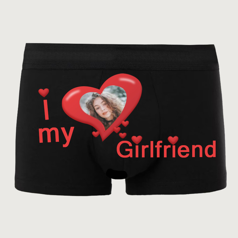 Personlig bild herrunderkläder Boxer Briefs Kreativ gåva till pojkvän "Jag älskar min flickvän"