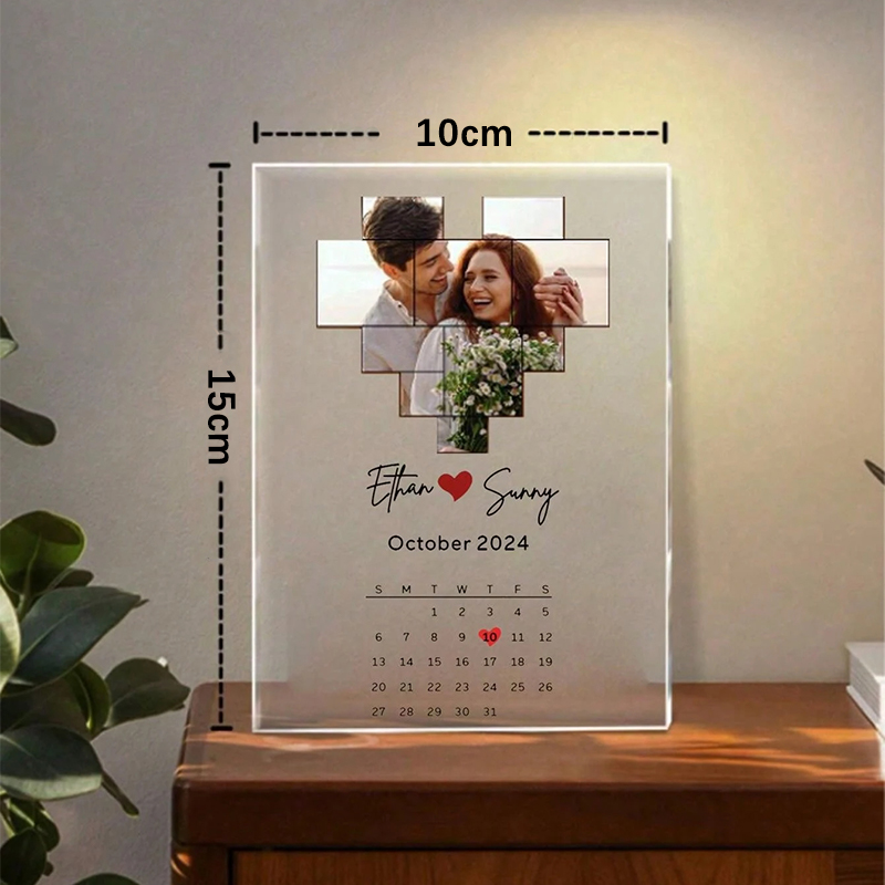 オーダーメイド アクリルプレート 日付 ハート写真入り 名入れ デザイン ユニーク