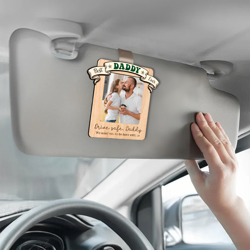 "Best Dad Ever" Personalized Car Visor Clip Customized Photo Gift for Dad