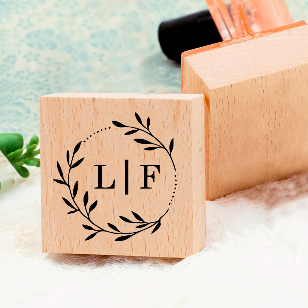 Customized Wooden Stamp Wedding Invitation Stamp Couple Initial Mark for Anniversary
