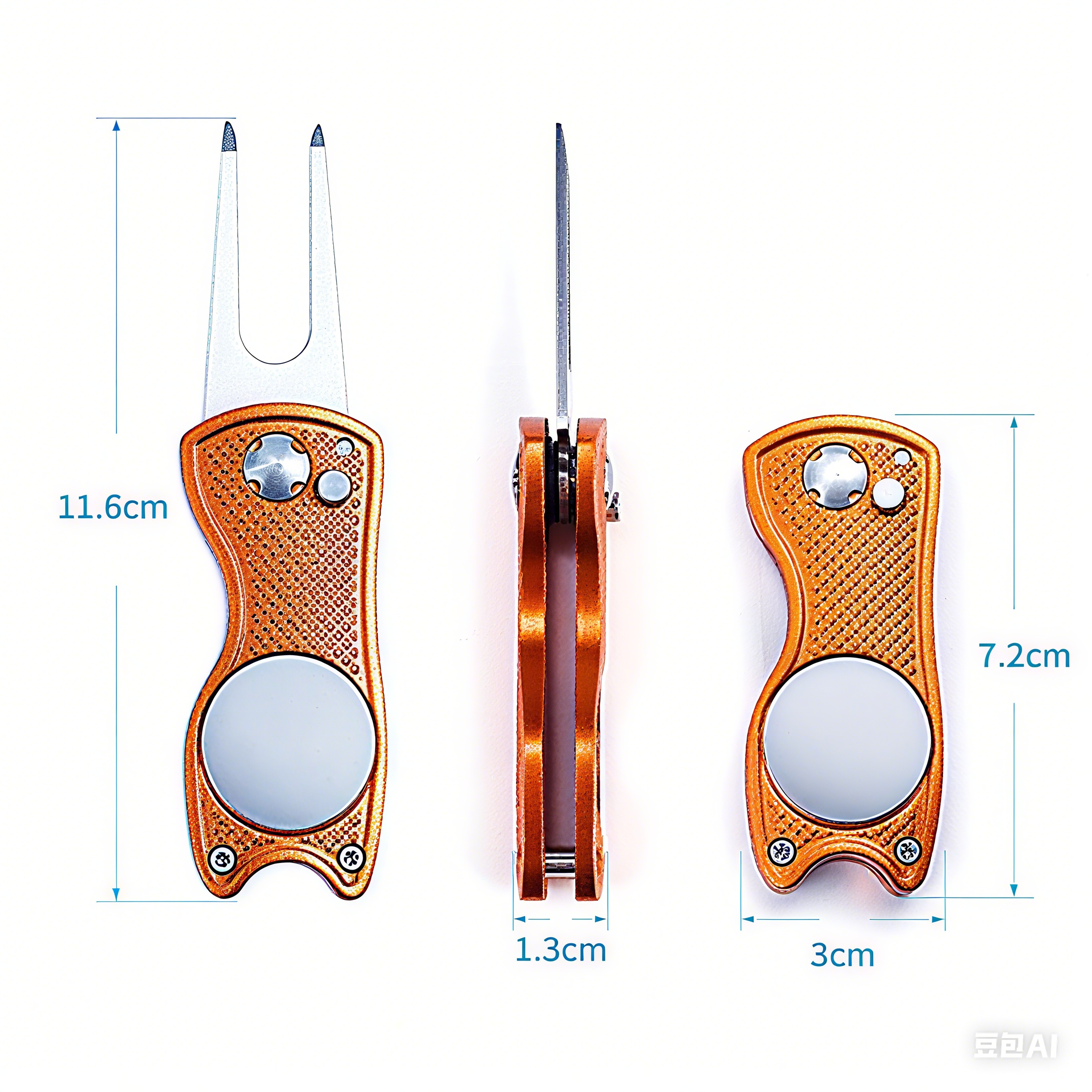 Custom Golf Divot Repair Tool with Ball Marker Add Name Folding Green Fork for Golfers