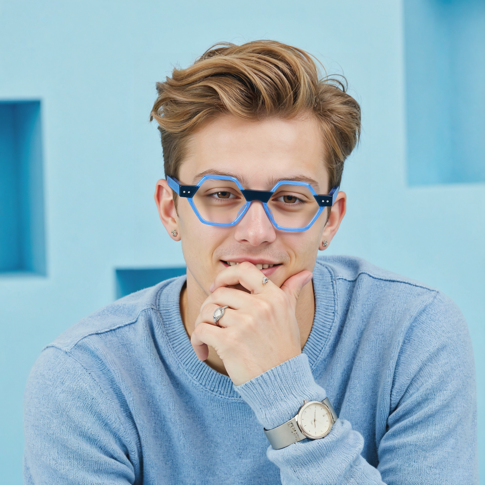 Stuart Geometric Blue Glasses