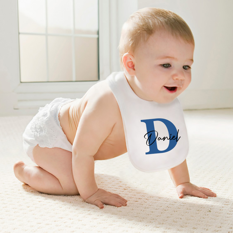 Personalized Name Baby Bib with Custom Letter Stylish Gift for Kids