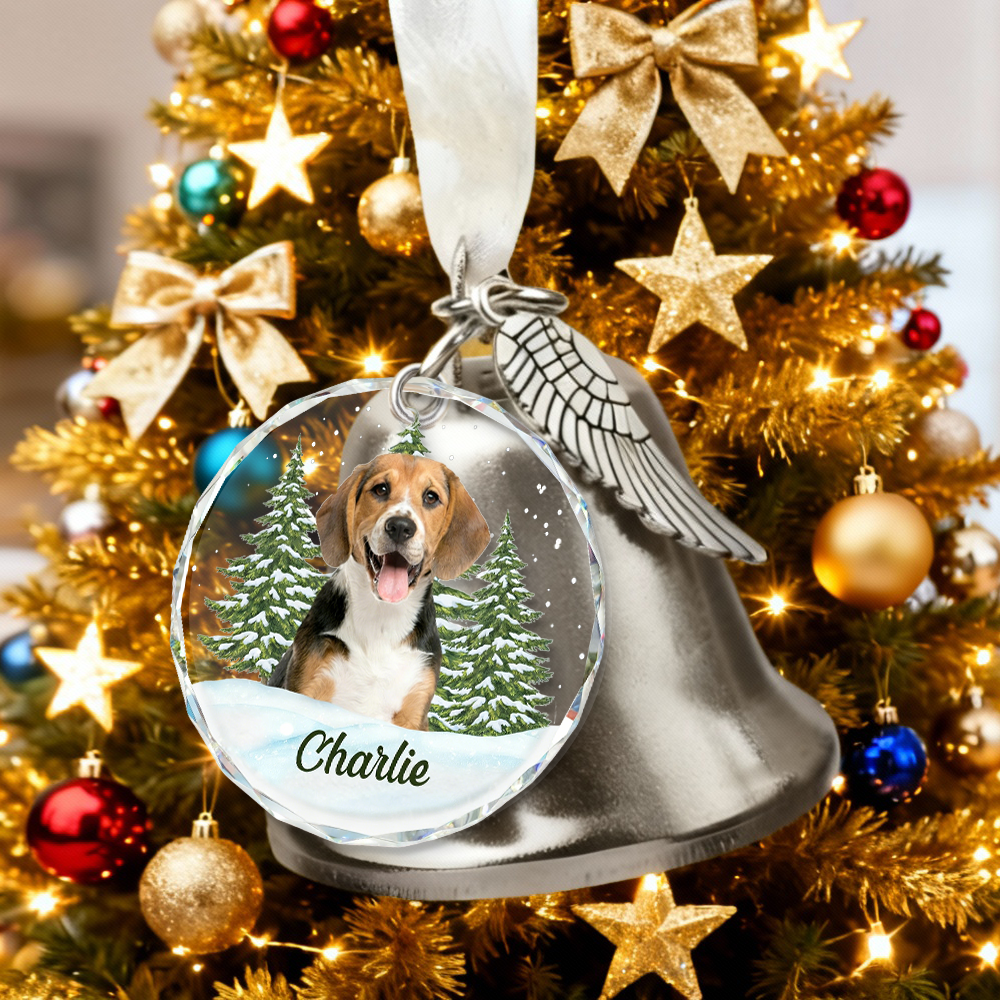 Adorno de campana con imagen personalizada con nombre personalizado, regalo divertido para amantes de las mascotas