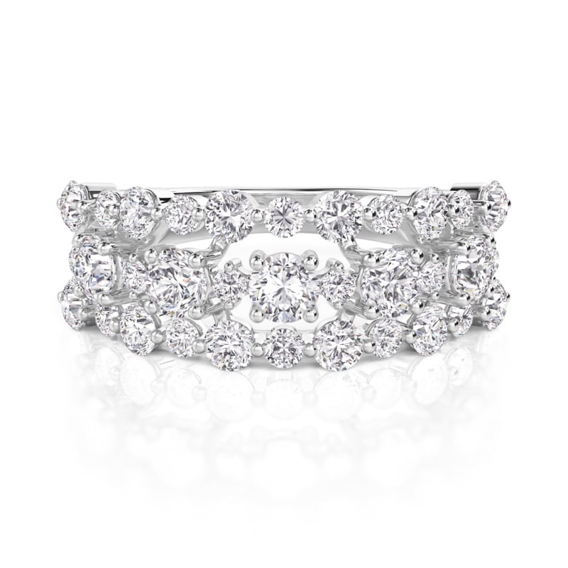 Jeulia Olivetta Round Cut Three Row Eternity Ring Sterling Silver