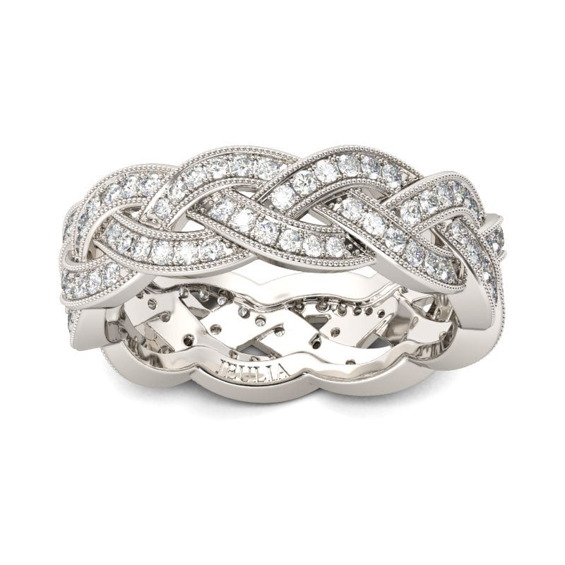 Classic Interwoven Round Cut Sterling Silver Women's Bands