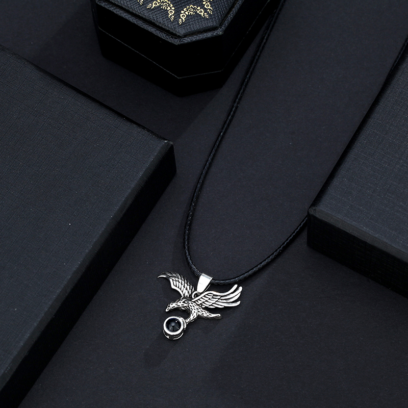 Personalized Eagle Photo Projection Men's Necklace for Him