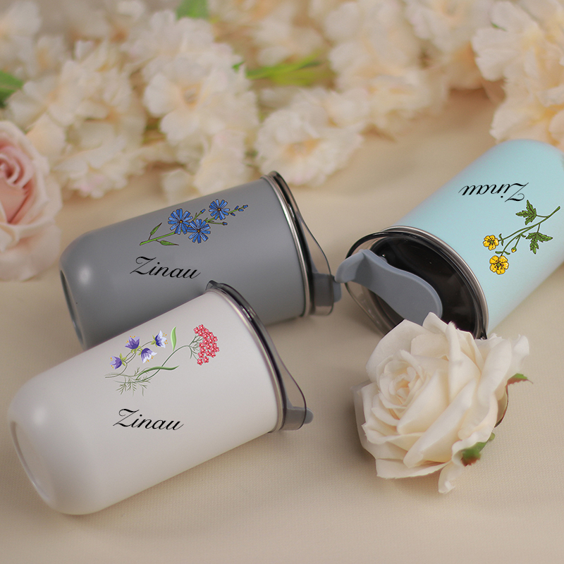 Personalized Name Wine Tumbler With Lid Custom Birthflower Pattern Best Gift for Your Lover