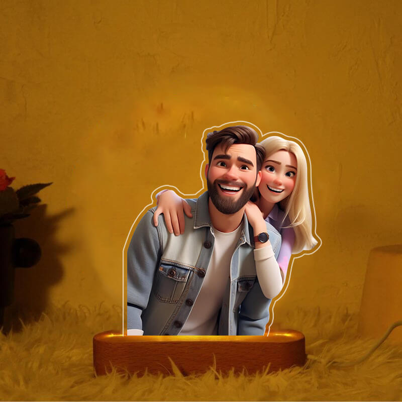 Personalized Cartoon Acrylic Photo Lamp Sweet Gift For Valentine's Day
