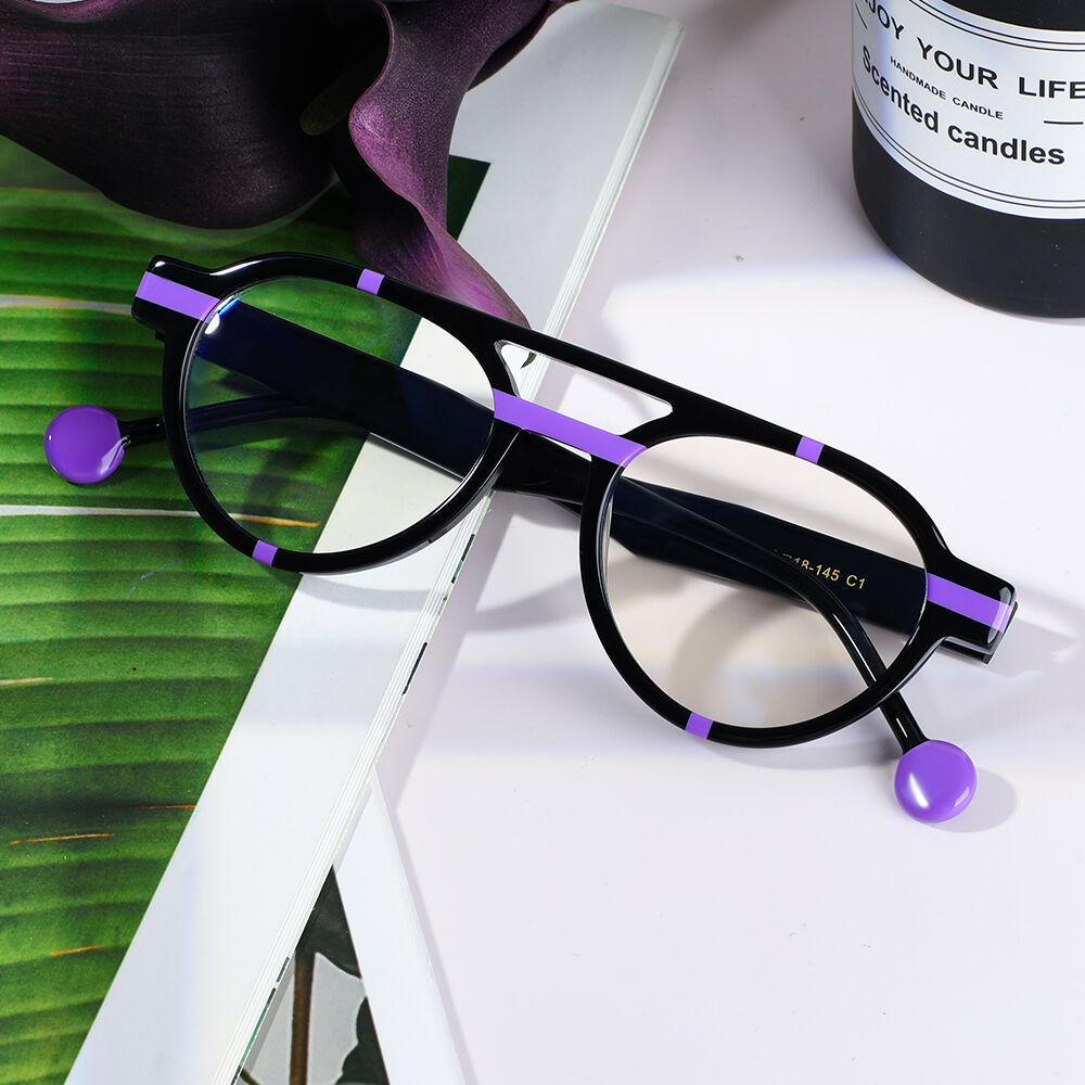 Leonard Aviator Black Glasses