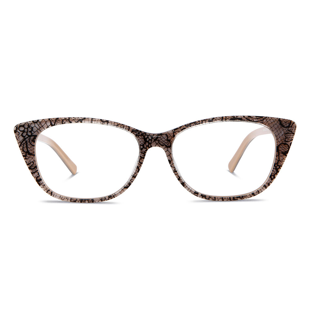 Lunettes de Vue Blanche Ovale Beige Floral