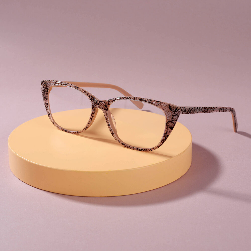 Lunettes de Vue Blanche Ovale Beige Floral