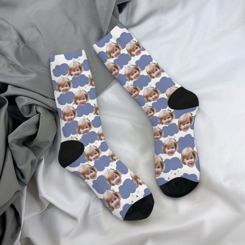 Customized Face Socks 3D Printed with Photos of Kids Gift for Mom