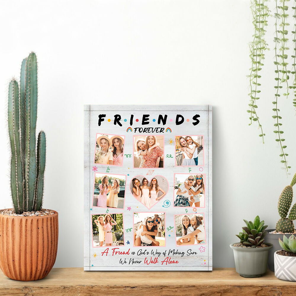 Personalized Picture Canvas Wall Art with Rainbow Pattern Beautiful Gift for Friend