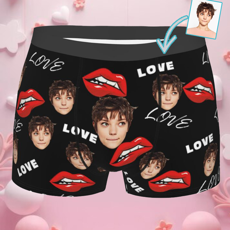 文字入り 顔 写真 唇 メンズ 下着 パンツ オーダーメイド
