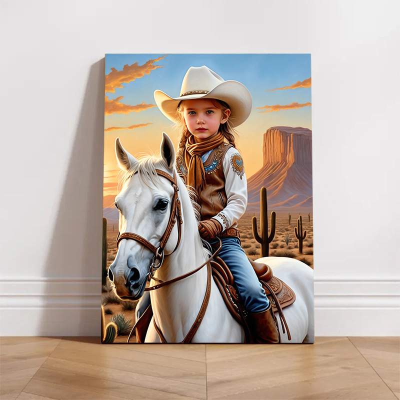 Personalized Cowboy Portraits with Custom Face Swap Funny Present for Girl