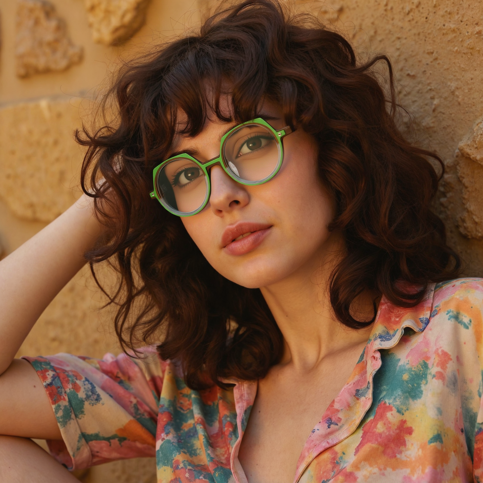 Pene Round Green Glasses