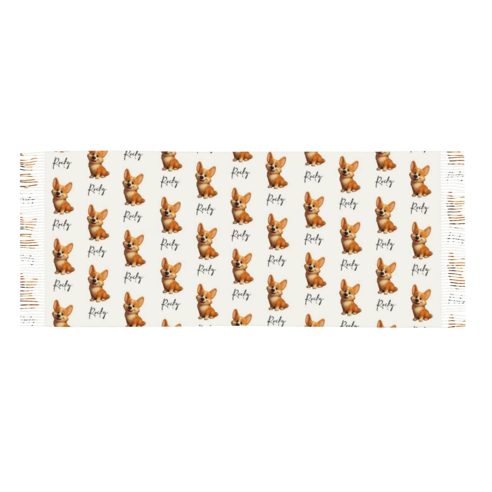 Custom Cartoon Scarf with Pet Photo and Cartoon Style Puppy Print Best Gift for Pet Owner