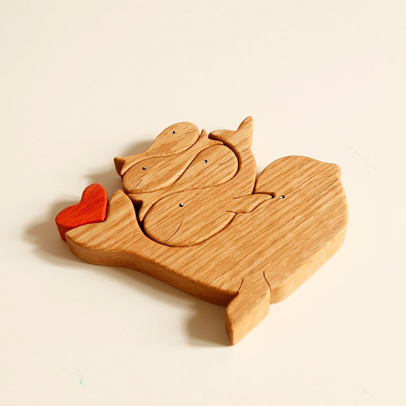 Personalized Custom Names Whale Family Wooden Puzzle Christmas Gift