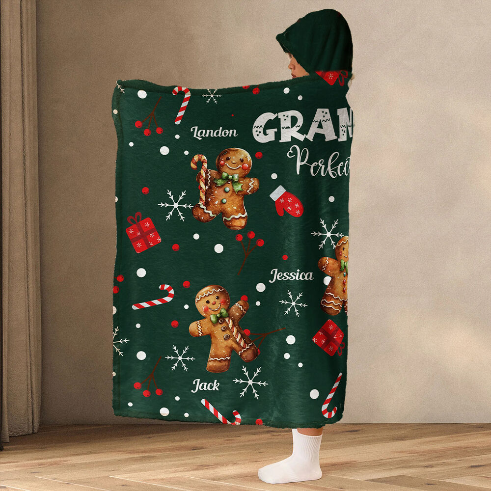 Personalized Name Wearable Blanket Hoodie with Snowflake Pattern Cute Christmas Gift