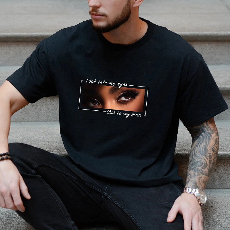 Personalized T-shirt Look Into My Eyes Custom Eyes Photo Design Creative Valentine's Day Gifts for Couples