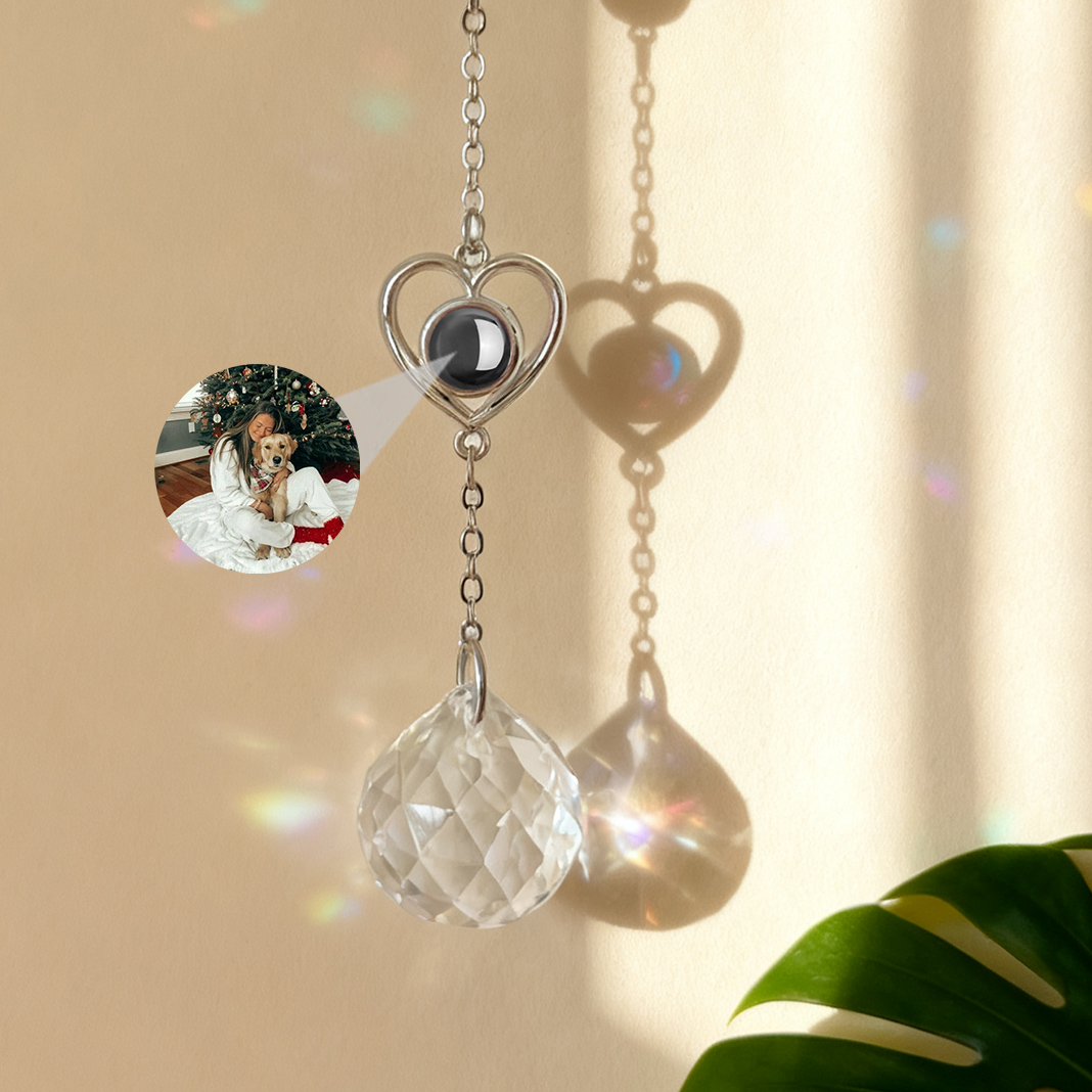 Adorno colgante con imagen de proyección en forma de corazón personalizado, regalo de Navidad para seres queridos.