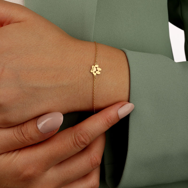 Personalisiertes Armband mit Hundepfote Print Name Niedliches Geschenk für Tierliebhaber