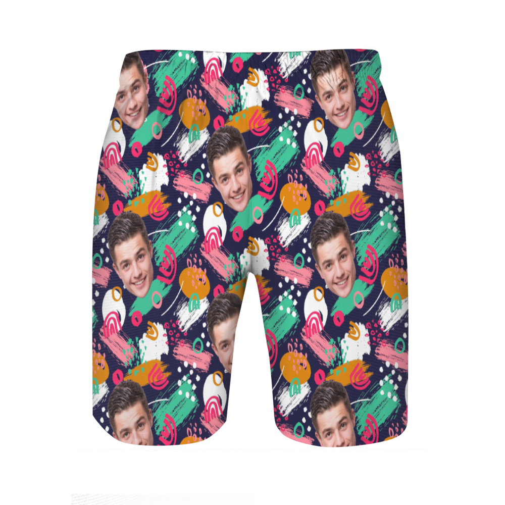 Personalisierte Foto Herren Strandshorts mit niedlichem Graffiti-Muster Bestes Geschenk für den Bruder
