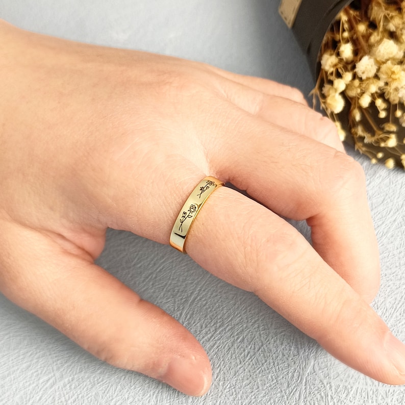 Personalized Birthday Flower Ring Simple Birthday Gift For Friends