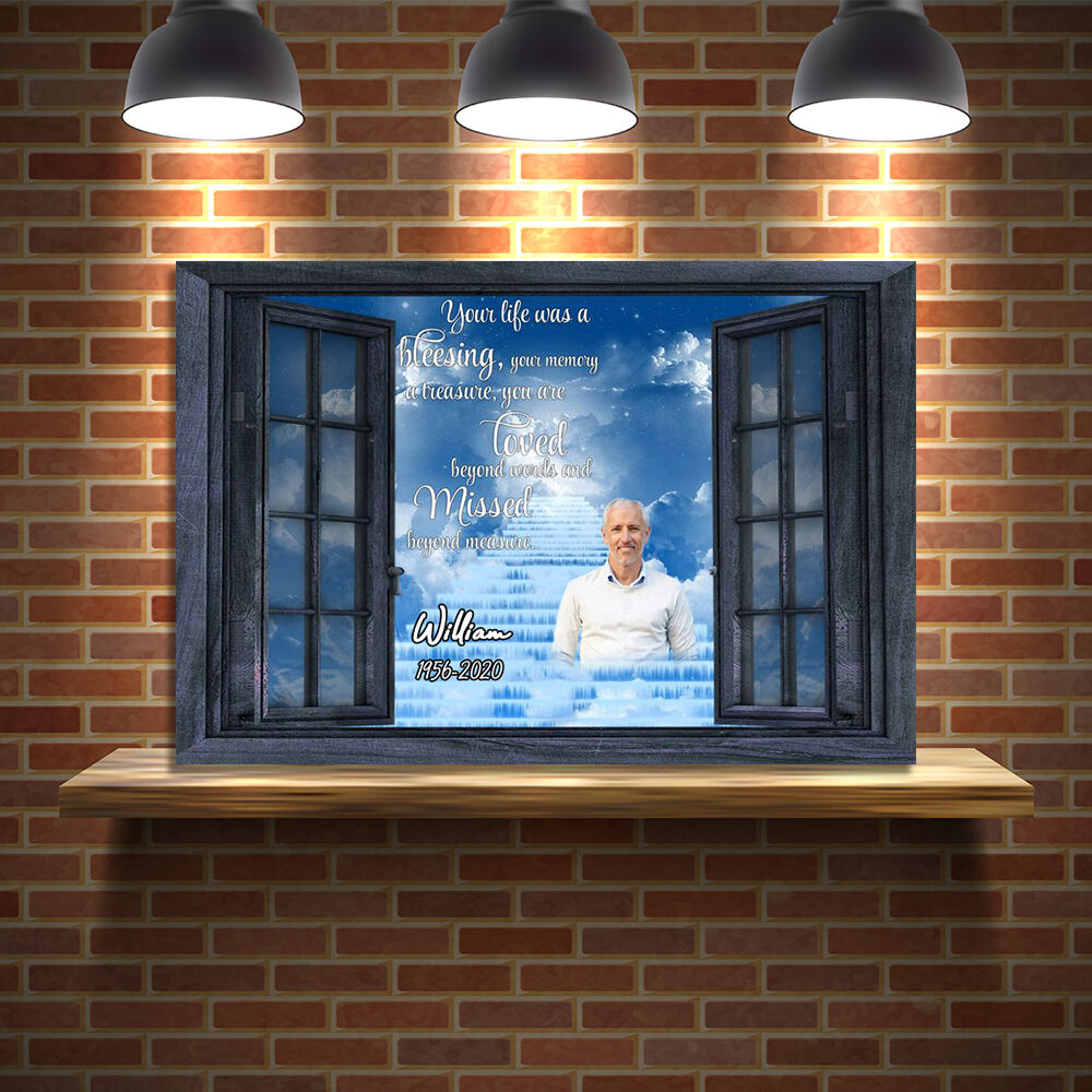 Personalized Picture Canvas Wall Art Wonderful Present for Family "Your Life Was A Blessing"